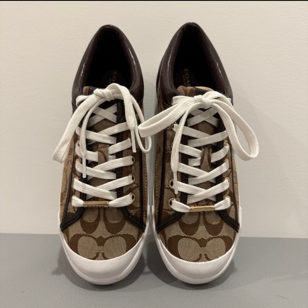 Coach Brown Sneakers with Gold Logo